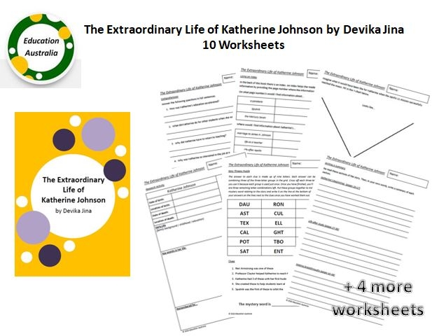 Katherine Johnson Mini Book worksheet activity page 23 showing illustrated pages about the pioneering NASA mathematician for kindergarten students