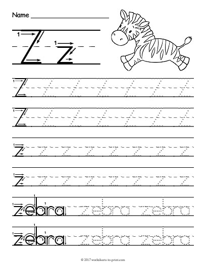 Kids practicing their fine motor skills by tracing the letter Z on a worksheet