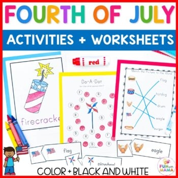 4th of July game worksheet for kindergarten kids to enjoy before the barbecue