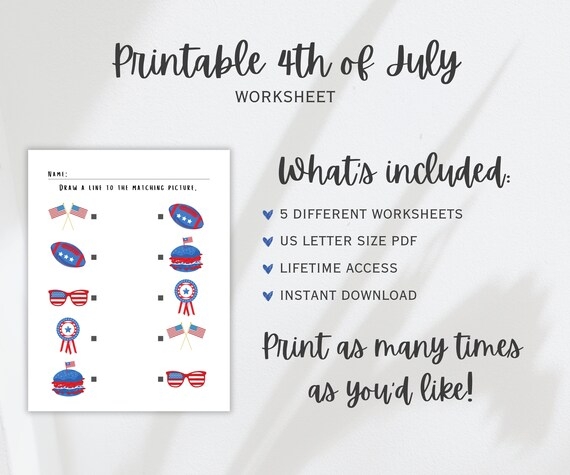 Kindergarten students playing a printable 4th of July reading game worksheet