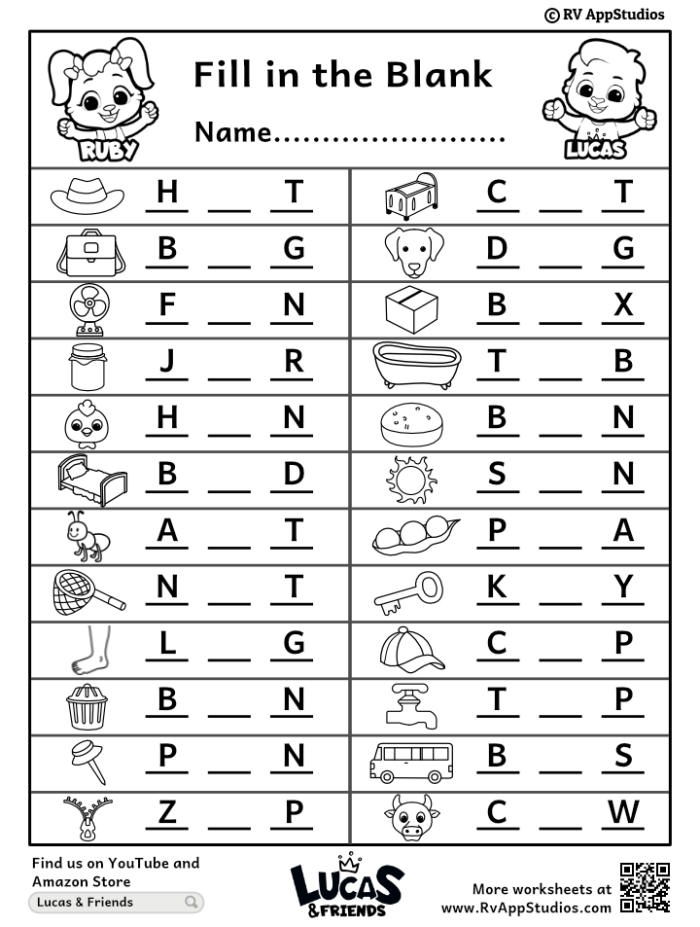 ABC Fill in the Blank worksheet for kindergarten students featuring cut-out letters for an engaging activity