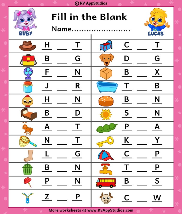 Kindergarten Earth and Space Science ABC fill in the blank worksheet featuring alphabet cutouts 12