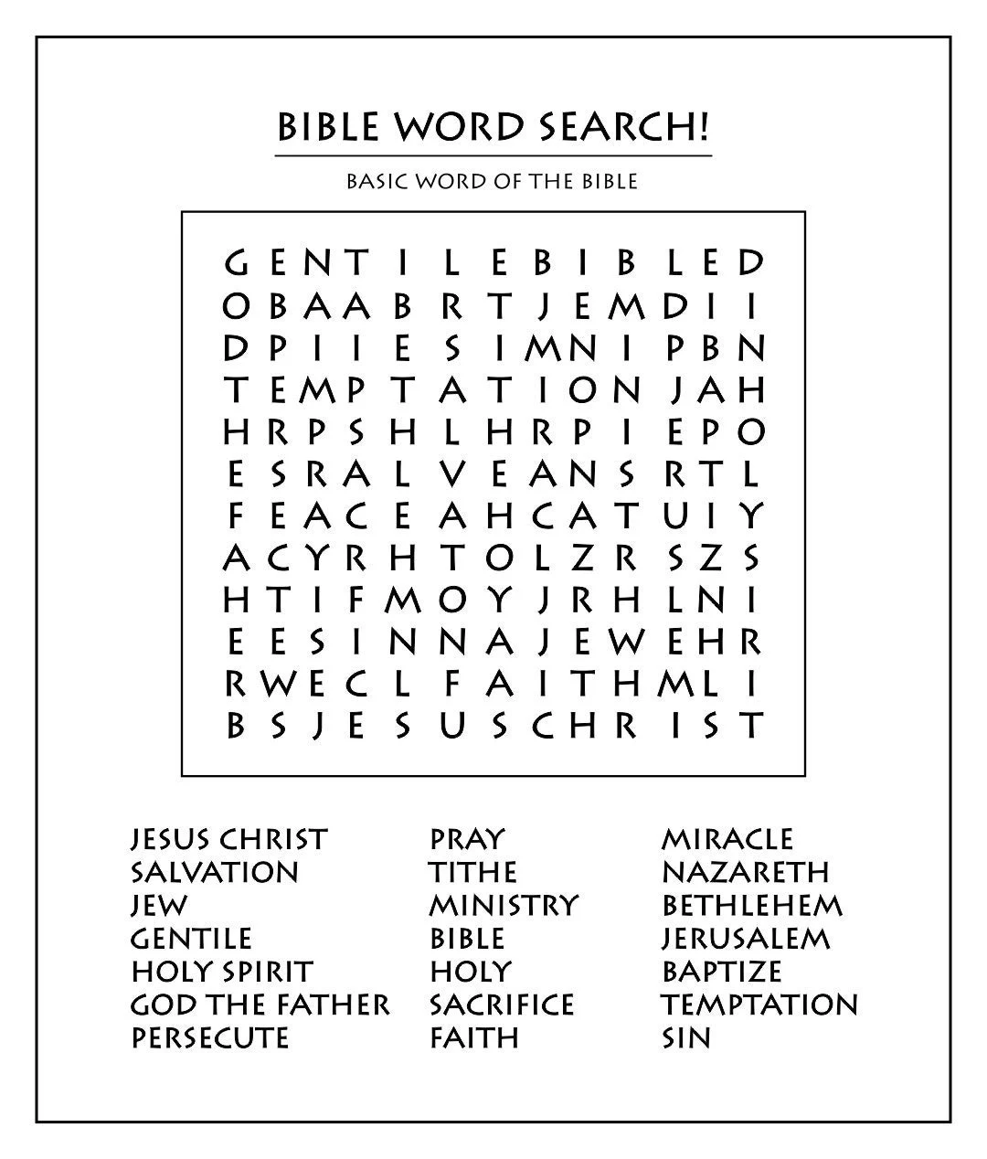 Kindergarten word search worksheet focusing on the letters A B and C