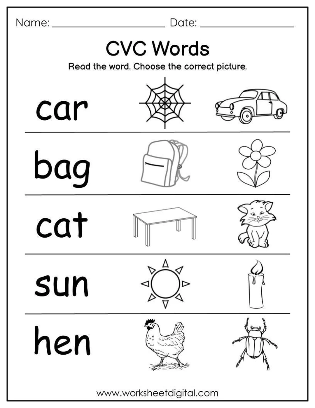 Kindergarten student word search activity featuring letters A B and C