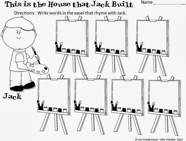 Engaging reading comprehension activity based on a classic nursery rhyme A colorful worksheet featuring "The House that Jack Built" for kindergarten students
