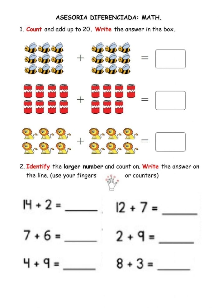 Adding Up To 20 Worksheet for Kindergarten: Fun Counting Activity Colorful worksheet for kindergarten students to practice adding numbers up to 20 with balloons