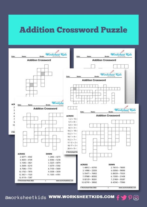 Addition Crossword Puzzle Sums to 10 Kindergarten Math Worksheet 3 Kindergarten students solving a high-flying math crossword puzzle worksheet focused on addition sums to 10