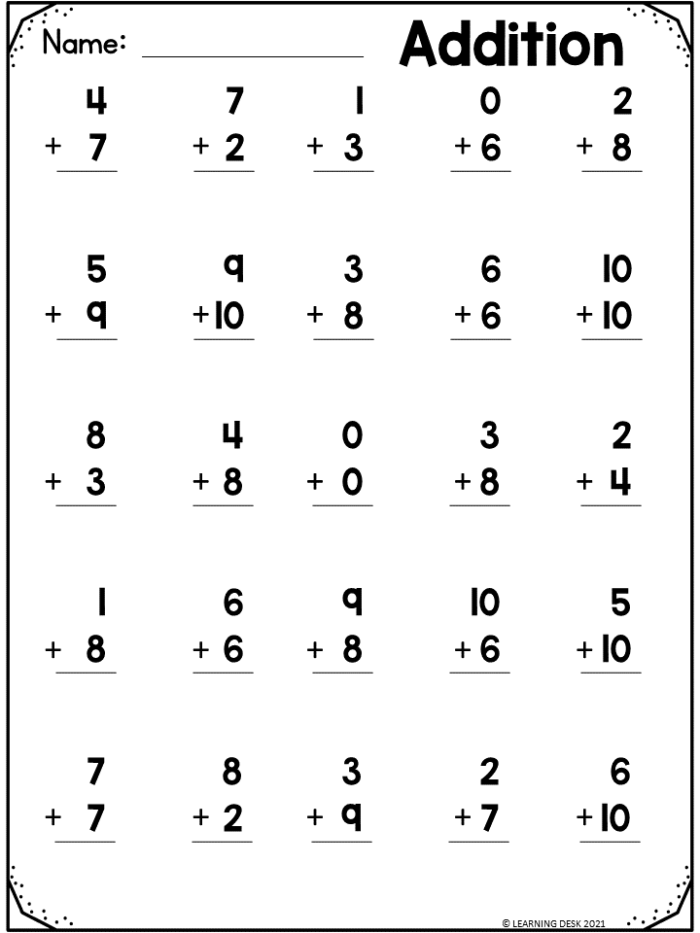 Colorful addition facts practice worksheet for kindergarten featuring a star theme