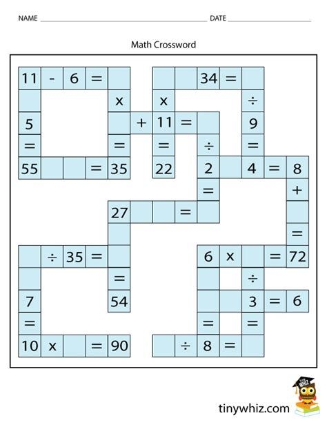 Addition Crossword Puzzle: Fun Worksheet for Learning Math Facts Crossword puzzle worksheet for practicing addition sums up to 10 for kindergarten students