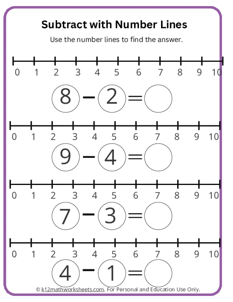 Colorful worksheet for kindergarteners focused on adding using a number line