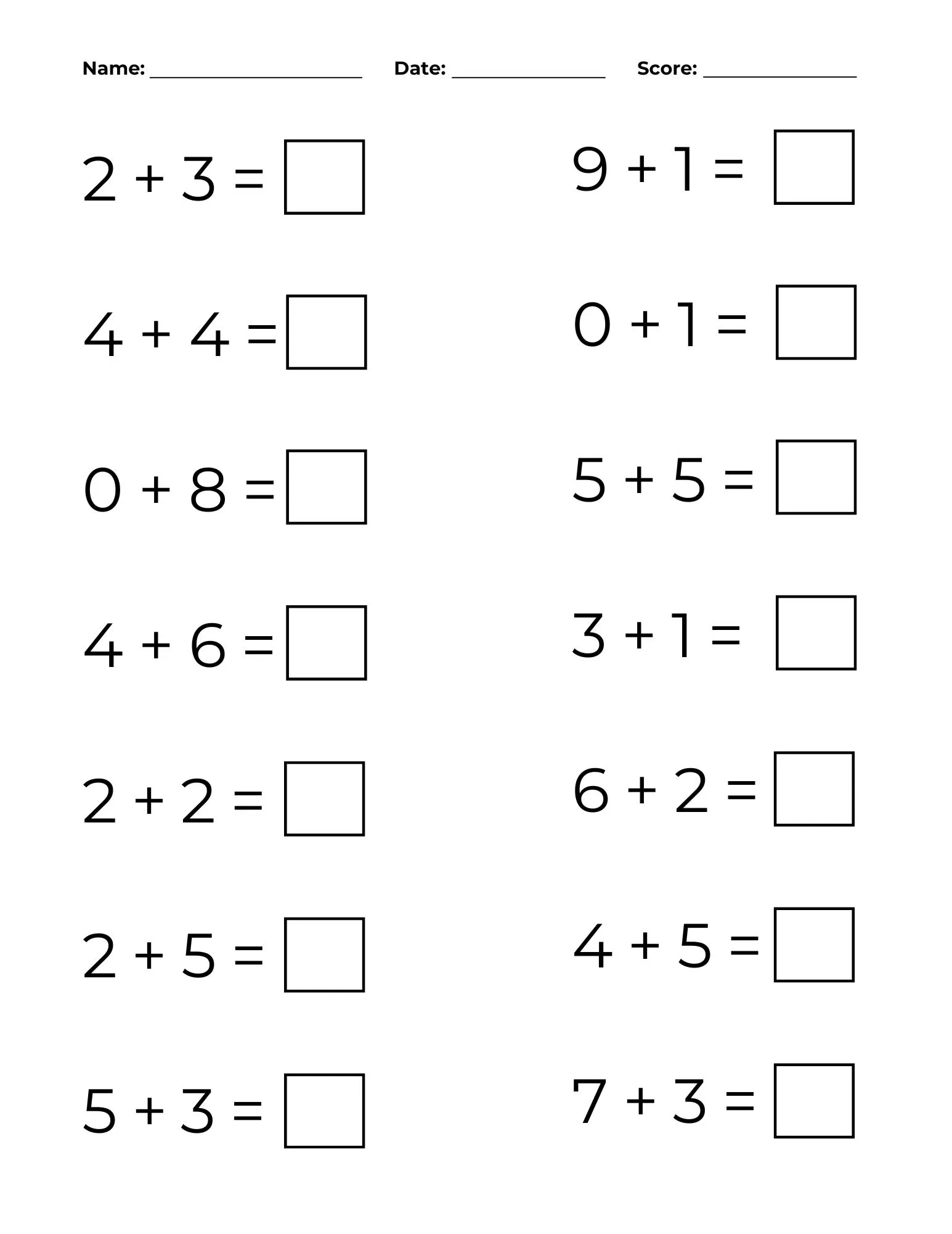 Kindergarten math worksheet featuring fun illustrations of balloons and cupcakes for practicing addition to 10