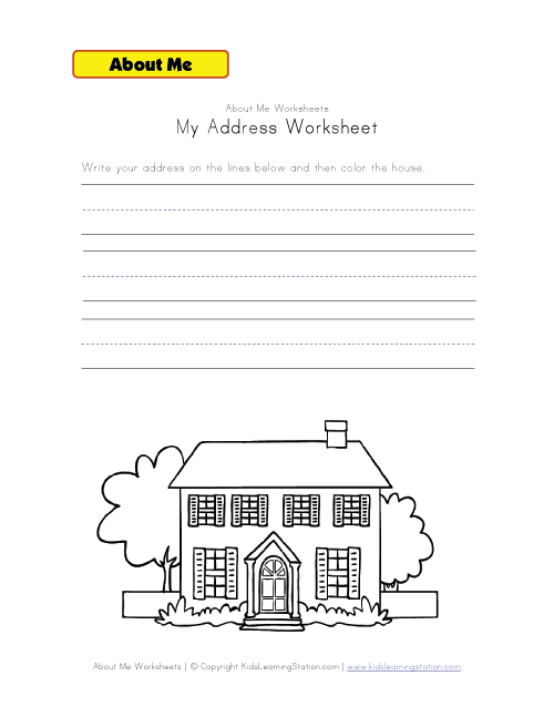 Colorful envelope template for teaching kindergarteners how to write their address