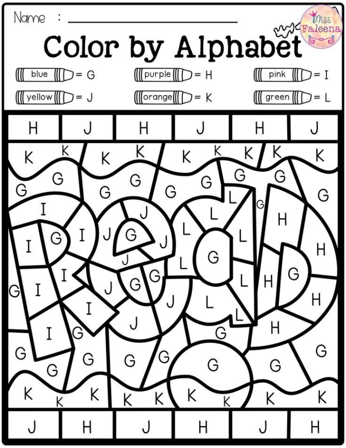 Color the Letters Division Practice for Kindergarten Learners Image 12 Kindergarten student coloring uppercase and lowercase letter pairs on a division worksheet activity