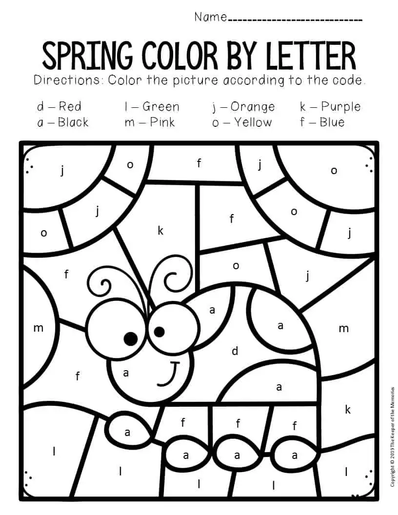 Kindergarten Division Color the Letters Activity Sheet 15 Color the Letters worksheet for kindergarten division practice page 15