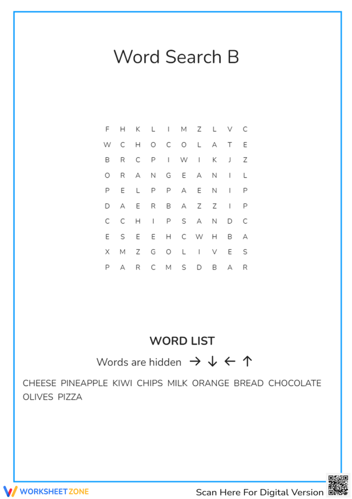 Kindergarten student completing an alphabet word search activity for letters A B and C