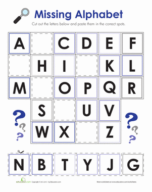 Kindergarten Earth and Space Science worksheet with alphabet cutouts to complete the words