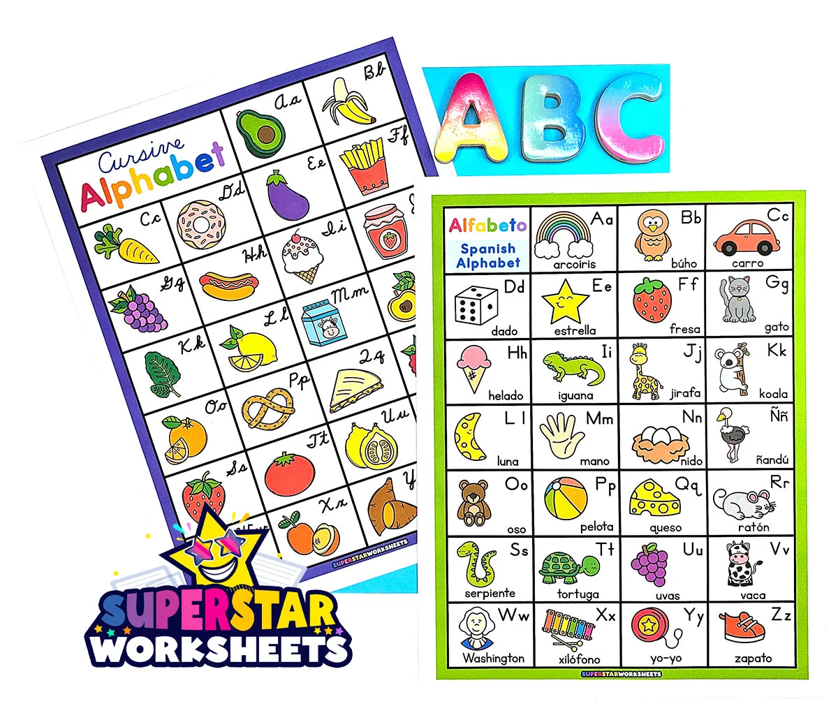 My Alphabet Chart worksheet for practicing phonics skills in kindergarten Alphabet chart worksheet for kindergarten students practicing letter-sound correspondence