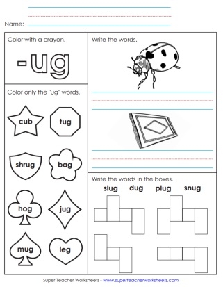 Worksheet featuring a fun word family story with words ending in "-an" for kindergarten students