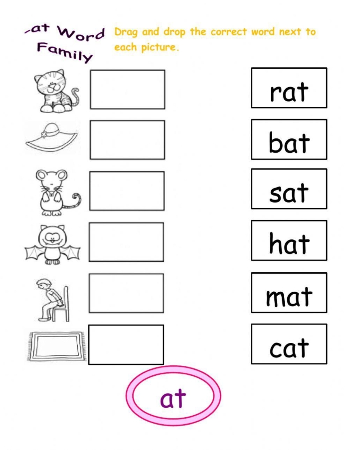 Worksheet for word families featuring "-an" words for kindergarten students