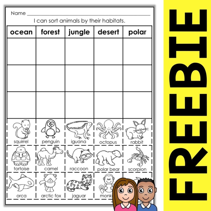 Animal Habitats for Kids Kindergarten Algebra Worksheet 17 Kindergarten worksheet featuring a matching activity where students connect various animals to their specific natural habitats