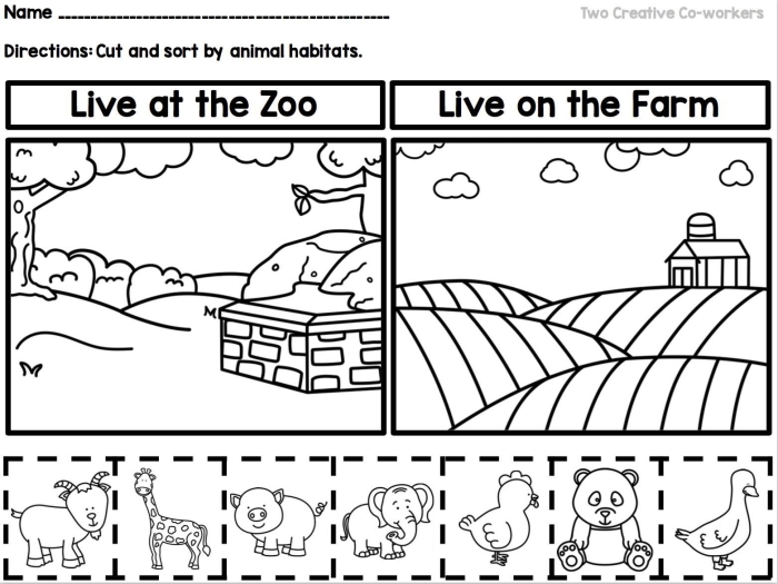 Animal Habitats for Kids Kindergarten Math Worksheet 14 Kindergarten worksheet featuring an animal habitats matching exercise for nature studies