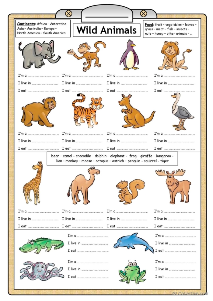 Handwriting worksheet for Kindergarten Colorful All About Animals Report worksheet designed for kindergarten students to enhance their handwriting skills. Engaging guide for young learners to create informative animal reports.