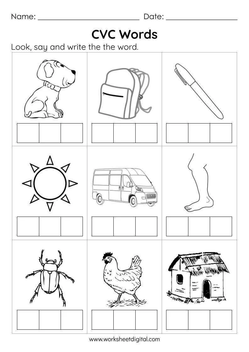 Short A CVC Word Sort worksheet featuring -at and -an word families for kindergarten students