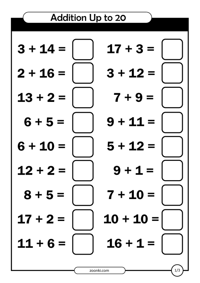 Adding Up To 20 Balloon Counting Practice Worksheet 11 Kindergarten worksheet featuring balloon counting to help students practice adding numbers up to 20