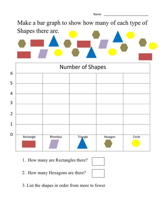 Numbers and Counting worksheet for Kindergarten Colorful bar graph worksheet designed for kindergarten students to explore numbers and counting. Engaging hands-on math activity to make learning fun for young learners.