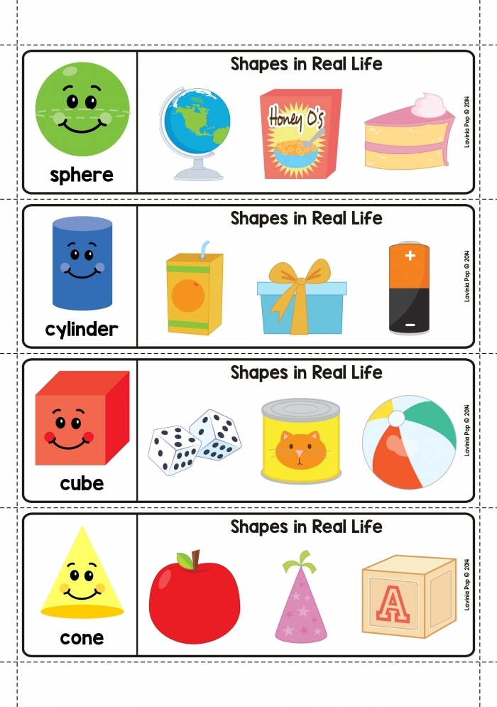 3D Shapes in Real Life Matching Activity for Young Learners Kindergarten student matching three dimensional shapes to everyday objects like balls and boxes