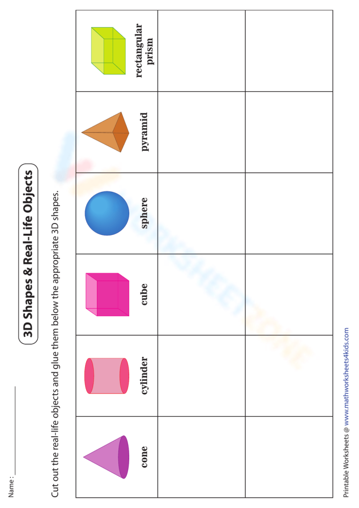 Matching 3D Shapes to Everyday Objects Activity Number 25 Kindergarten worksheet showing 3D shape identification with real world objects