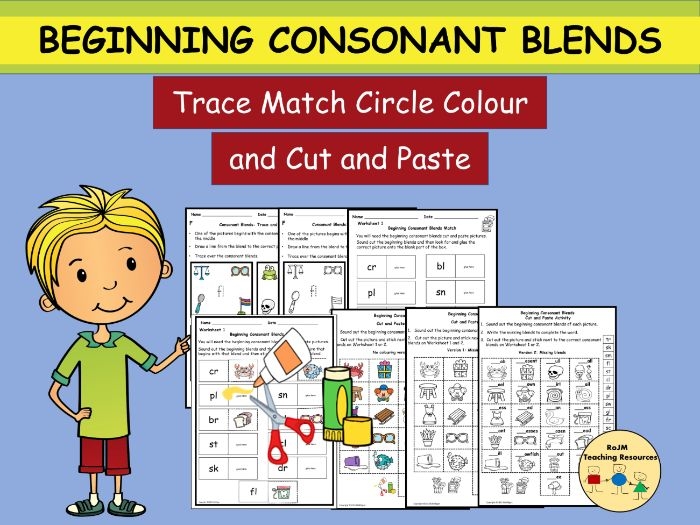 Kindergarten student filling in bubbles on a beginning consonant blends practice test