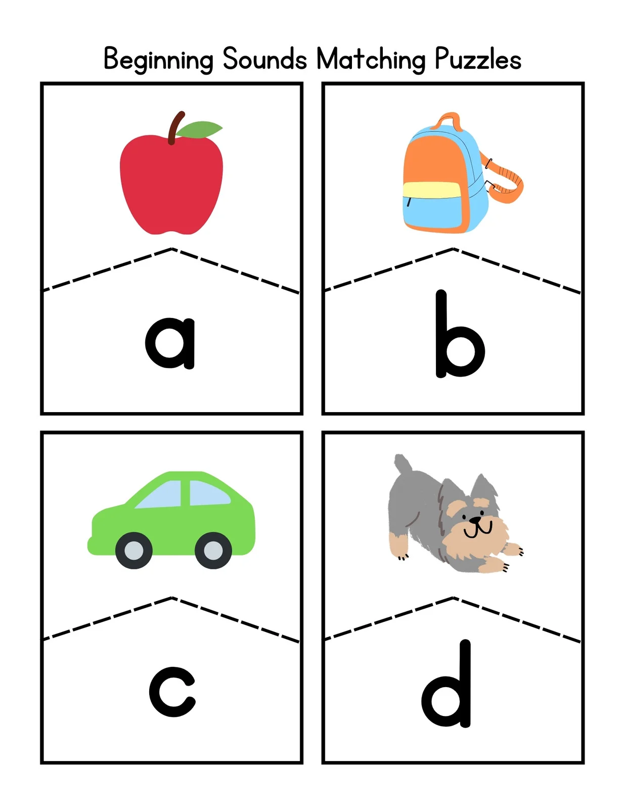 Algebra worksheet for Kindergarten Beginning Sounds Match-Up worksheet for kindergarten students focusing on matching pictures with identical beginning sounds. Engaging activity to enhance letter sound recognition for young learners.