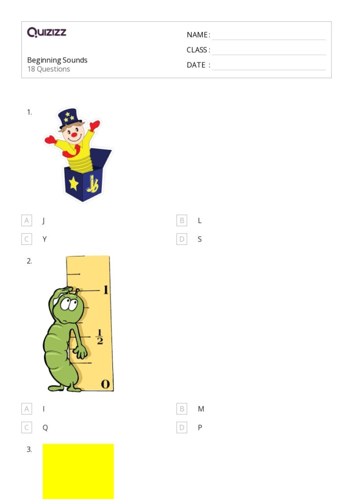 Kindergarten student completing a beginning letter sounds phonics worksheet with picture identification