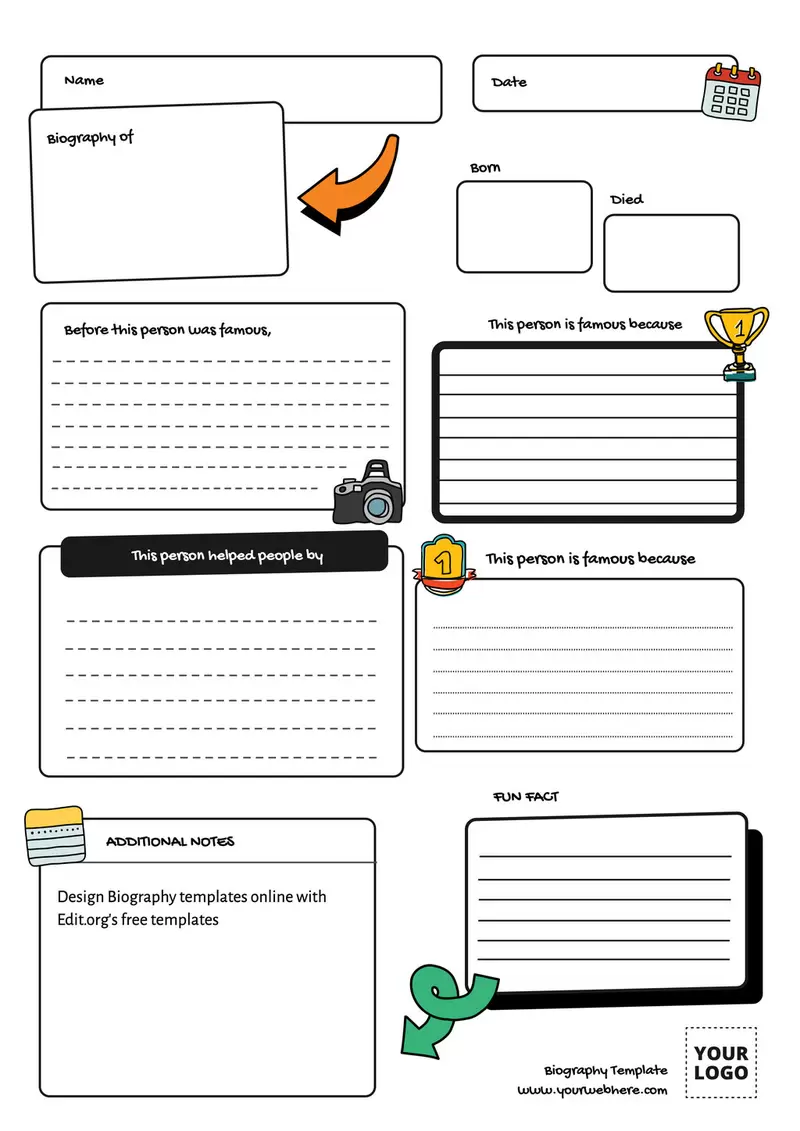 Engaging worksheet for kindergarten students exploring biographies and self-discovery