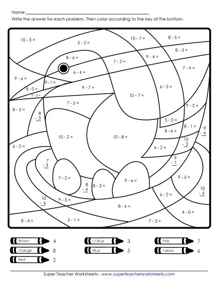 Bird Subtraction Worksheet for Early Math Learning Colorful bird illustrations aiding kindergarteners in subtraction practice