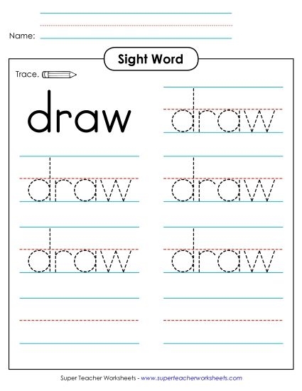 Kindergarten worksheet for practicing the sight word both through tracing and coloring activities
