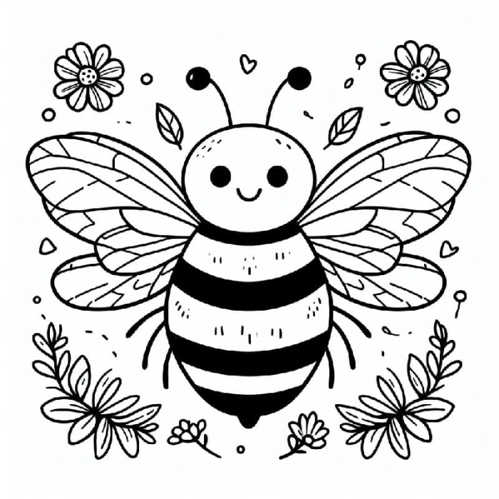 Bumble Bee Coloring Page Fractions Worksheet 7 Kindergarten worksheet featuring a bumble bee coloring page for learning basic fractions