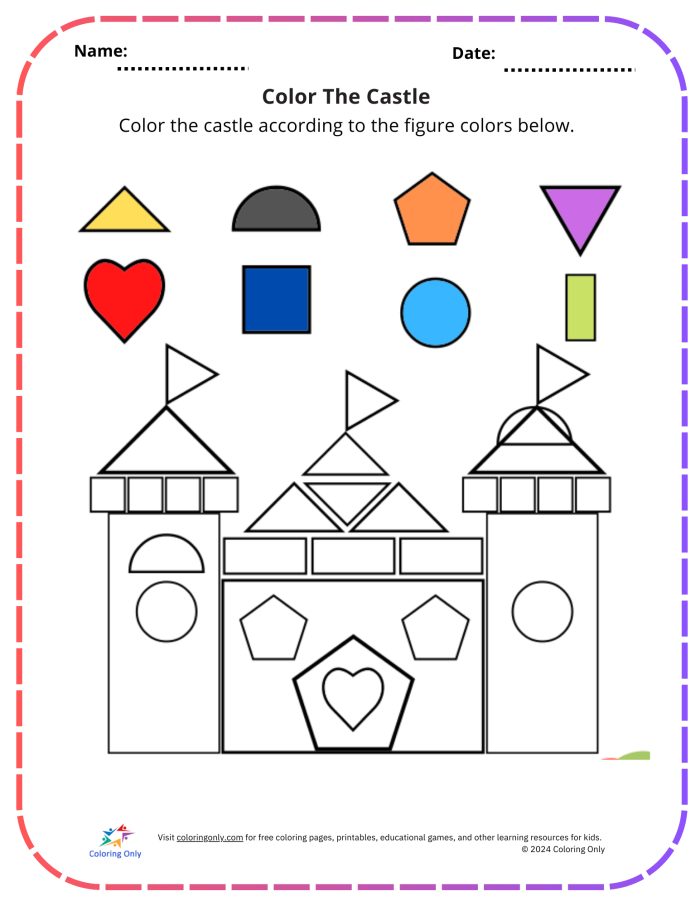 Castle Maze worksheet for kindergarten students to explore and solve. Fun activity for children to navigate through a castle without getting lost.