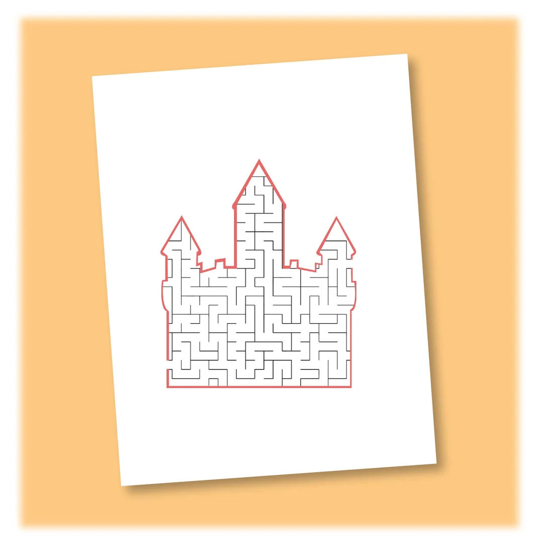 Kindergarten student navigating a castle maze worksheet to help with problem solving skills
