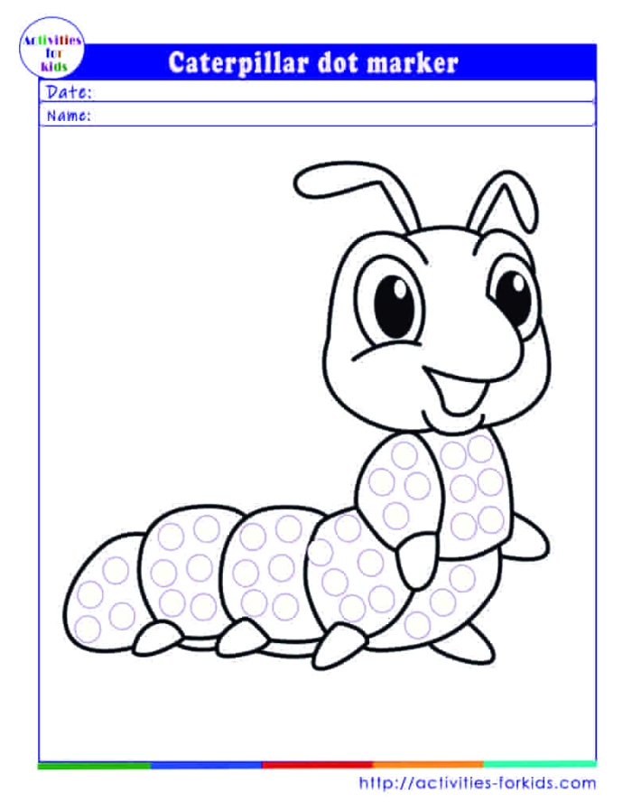 Caterpillar connect the dots activity for kindergarteners worksheet 18 Kindergarten caterpillar dot-to-dot counting worksheet for number 18