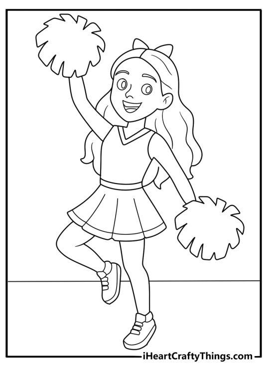Cheerleading coloring pages worksheet for kindergarten students to enjoy