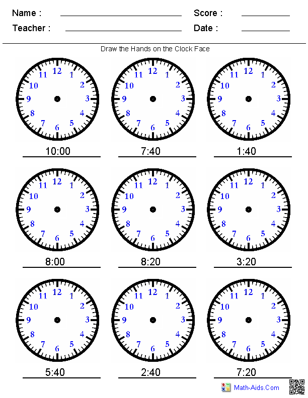 Printable Match the Clock worksheet for kindergarten time-telling practice