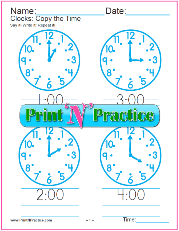 Reading worksheet for Kindergarten Clock Practice worksheet for kindergarten students featuring a clock face to draw hands. Engaging activity for teaching kids how to tell time.