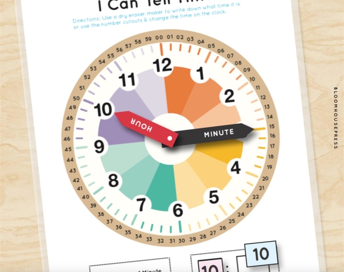 Clock Practice worksheet 8 for reading time skills Kindergarten student drawing hour and minute hands on a clock face worksheet 8
