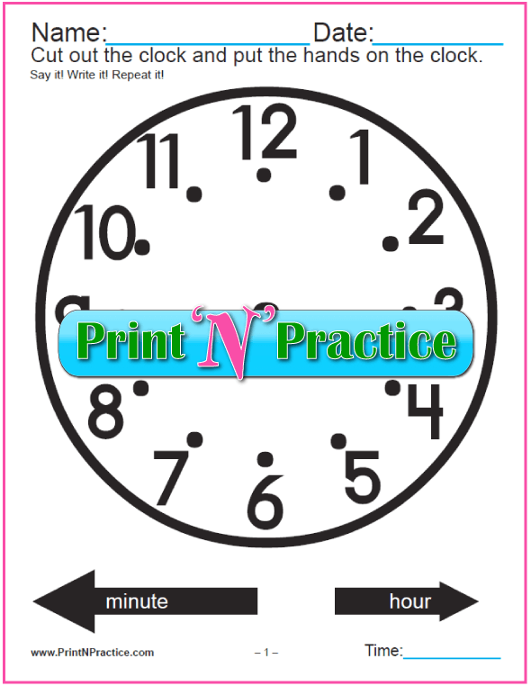 Clock Practice Worksheet Number 24 for Kindergarten Reading Development Kindergarten student drawing hour and minute hands on a blank clock face worksheet