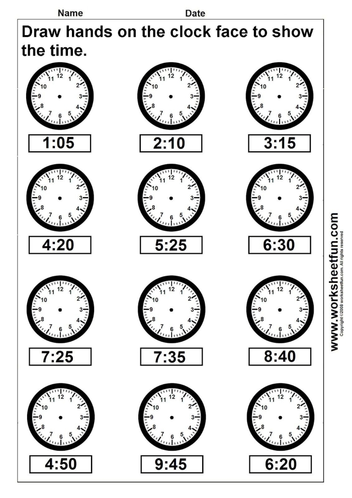 Interactive clock drawing activity designed to enhance time-telling skills for early learners Clock Practice worksheet for kindergarten students showing a clock face to fill in hour and minute hands