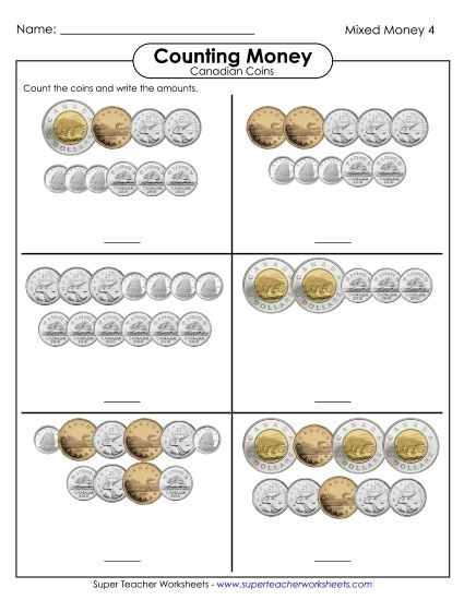 Kindergarten worksheet for identifying US coins to practice place value skills