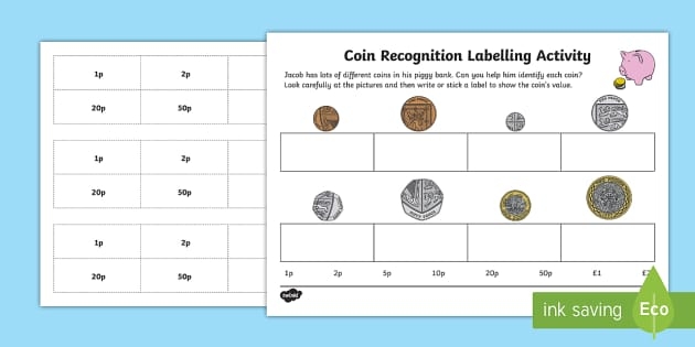 Worksheet for matching coins and enhancing coin recognition skills