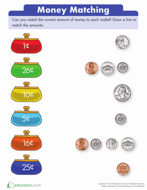 Coin Matching worksheet for kindergarten students to enhance coin recognition skills